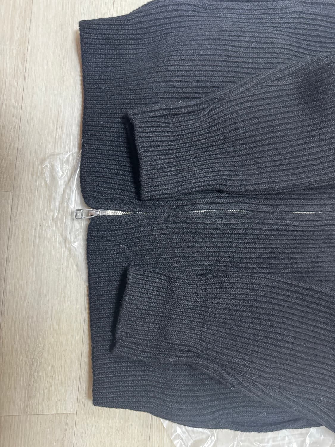 [XL] 건지울른스 셔틀랜드 울 집업 가디건 - 블랙 상품이미지3