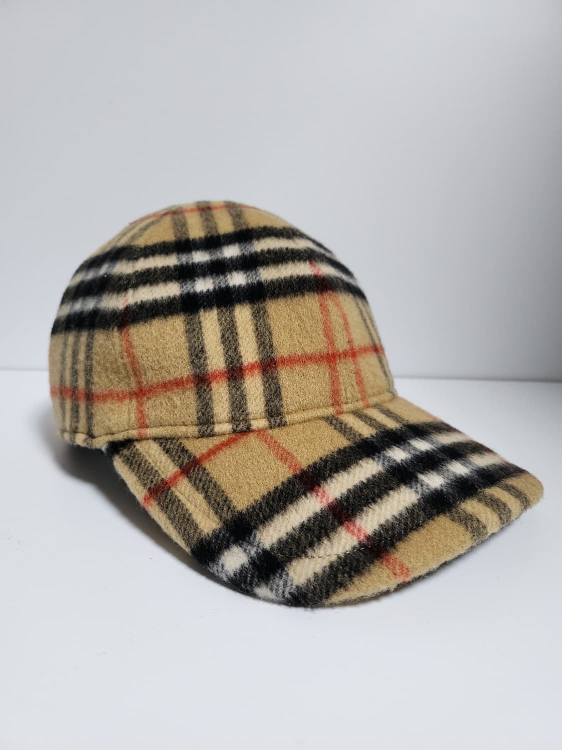 [M] 버버리 카멜 빈티지 울 체크 볼캡 모자 8005287 상품이미지2