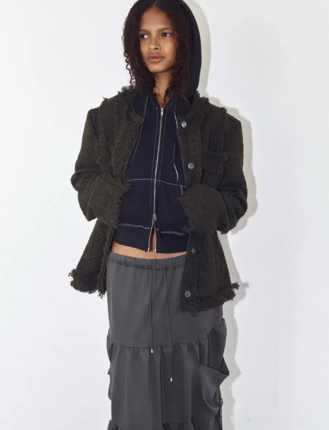 폴리수엠 트위드자켓 카키 상품이미지1