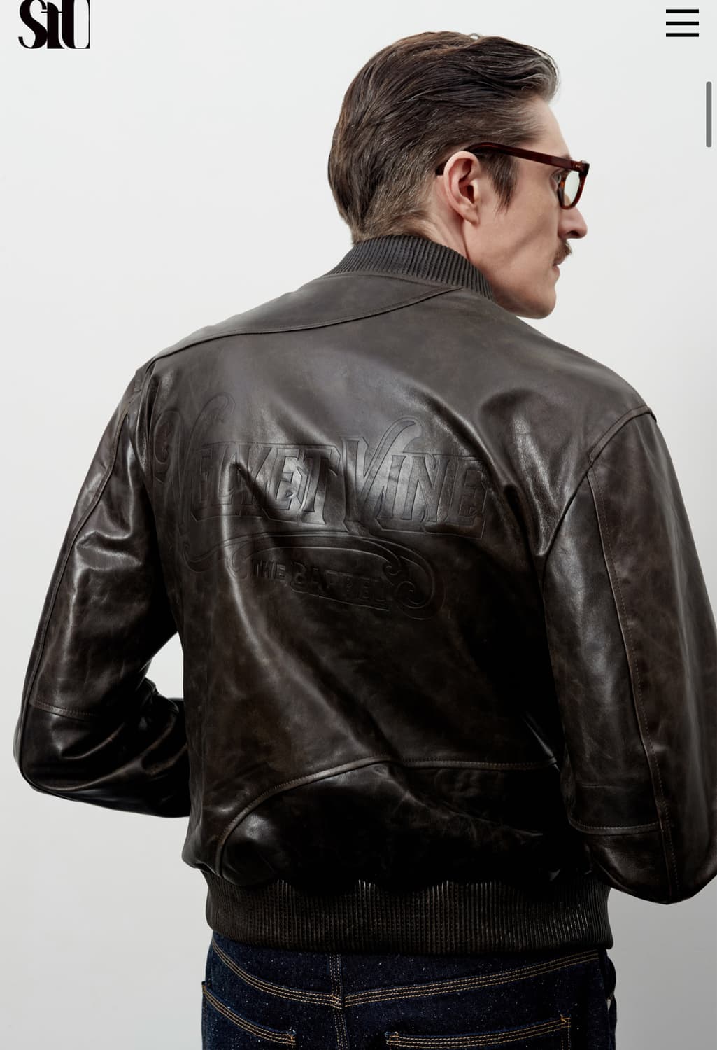 Stu에스티유 스템프 램 스킨 레더 자켓 브라운 상품이미지2