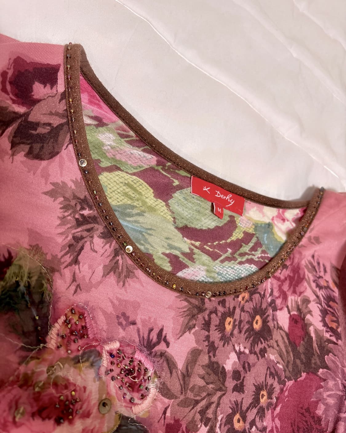 오리엔탈 대장 와인 핑크 플라워 롱슬리브 탑 일본빈티지 포더피피 상품이미지3