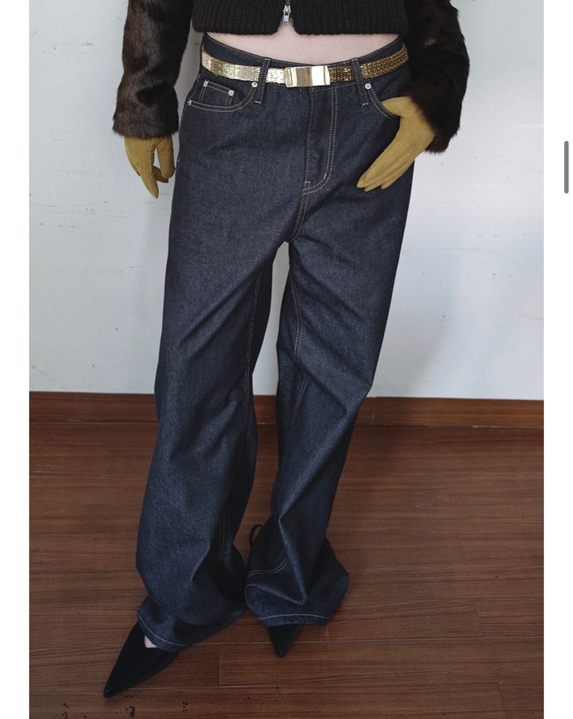 오버듀플레어 raw wide denim, navy 1 상품이미지1