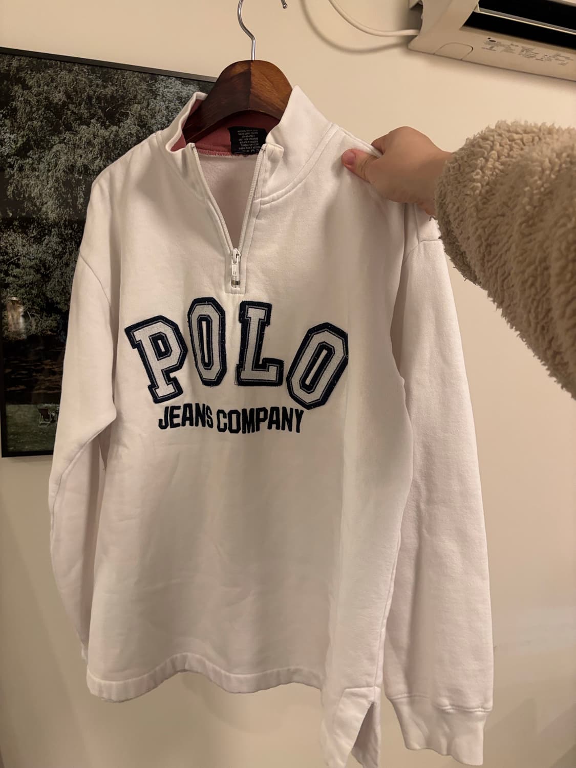 폴로 진스 흰색 하프집업 맨투맨 상품이미지5