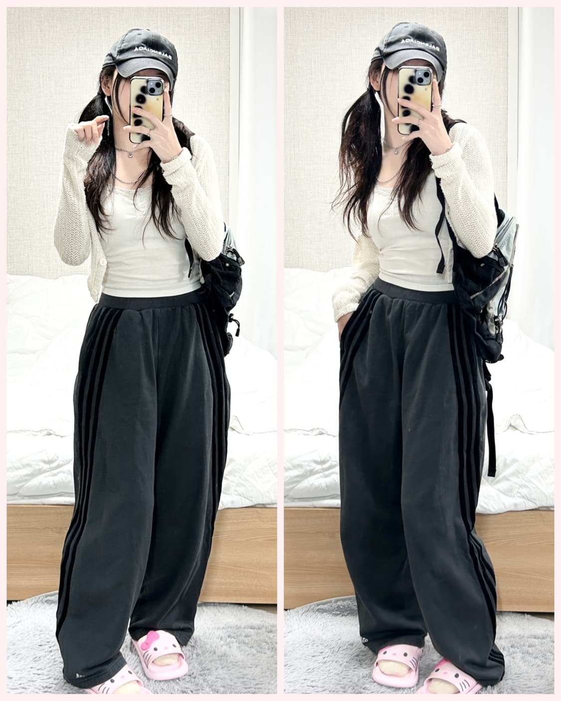 아디다스 차콜 삼선 코튼 트레이닝 팬츠 상품이미지3