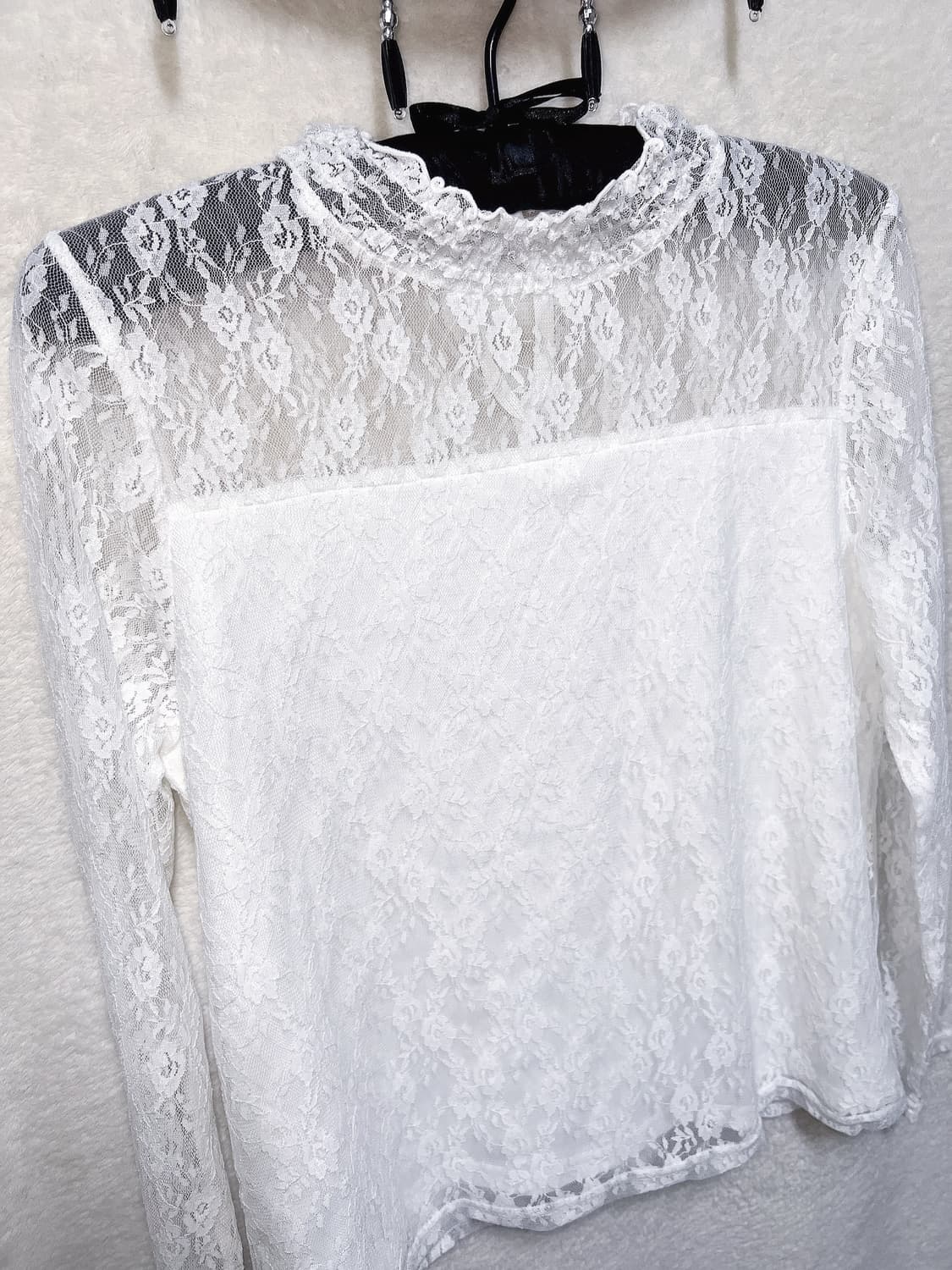 로맨틱고딕 엔젤릭 프릴넥 레이스시스루 블라우스 로걀탑 고스로리타 페어리 상품이미지9