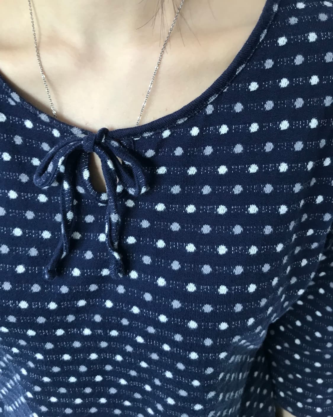 네이비 도트 리본 티 상품이미지3