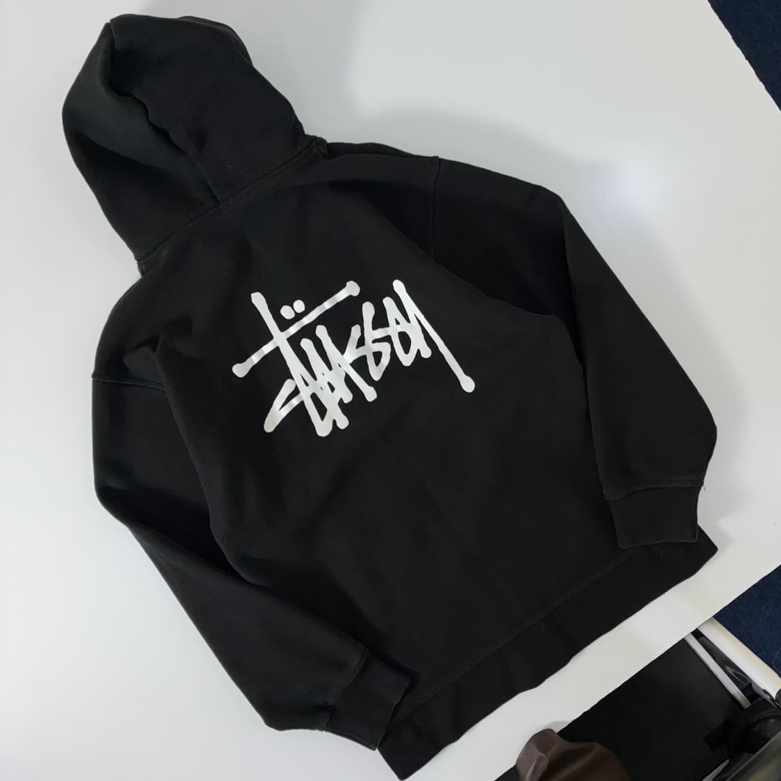 Stussy 스투시 블랙 스탁 로고 후드집업 상품이미지1