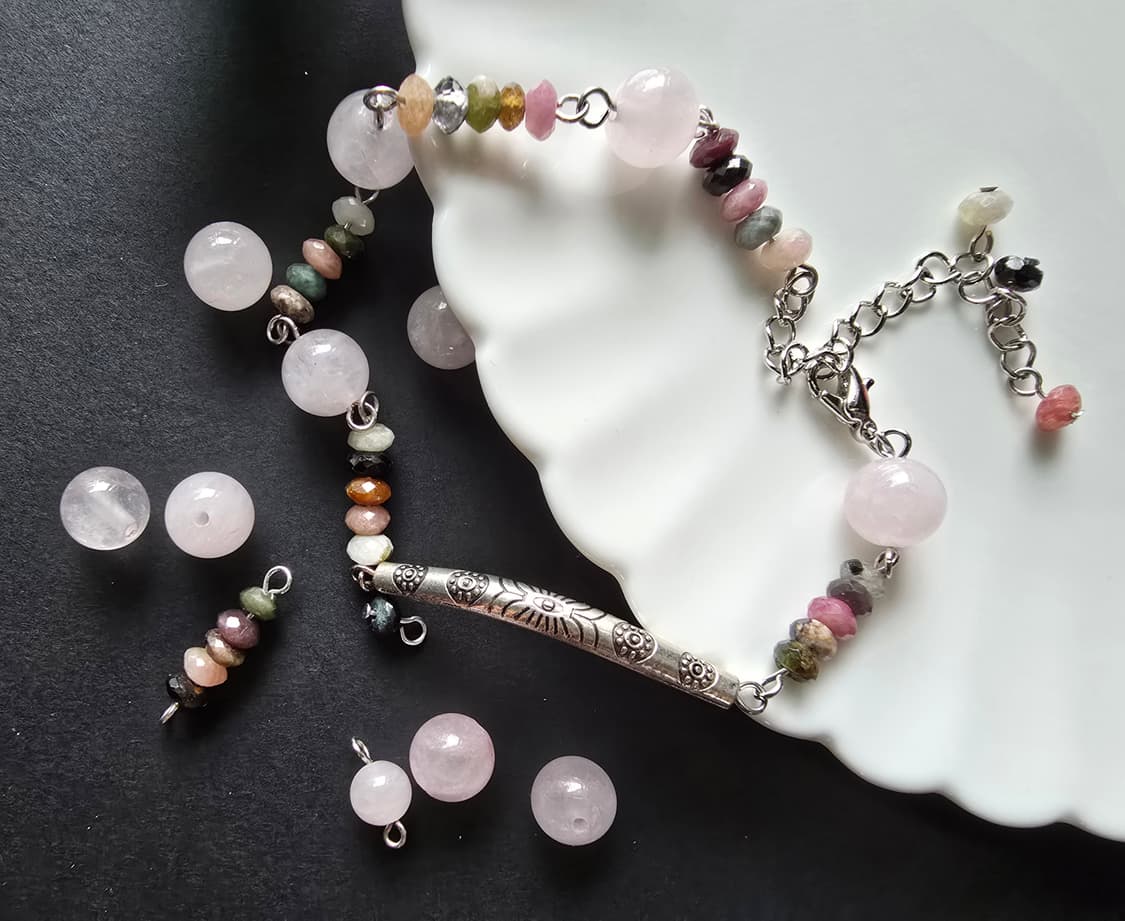 실버 엔틱 장미석 팔찌 상품이미지2