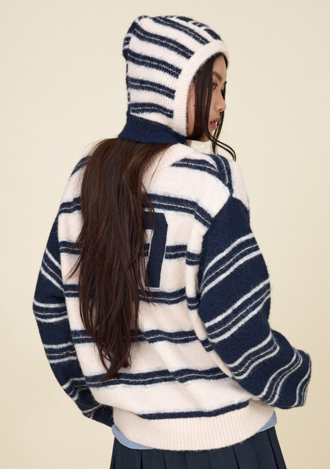 글로니 네이비 핑크 니트 바라클라바 상품이미지1