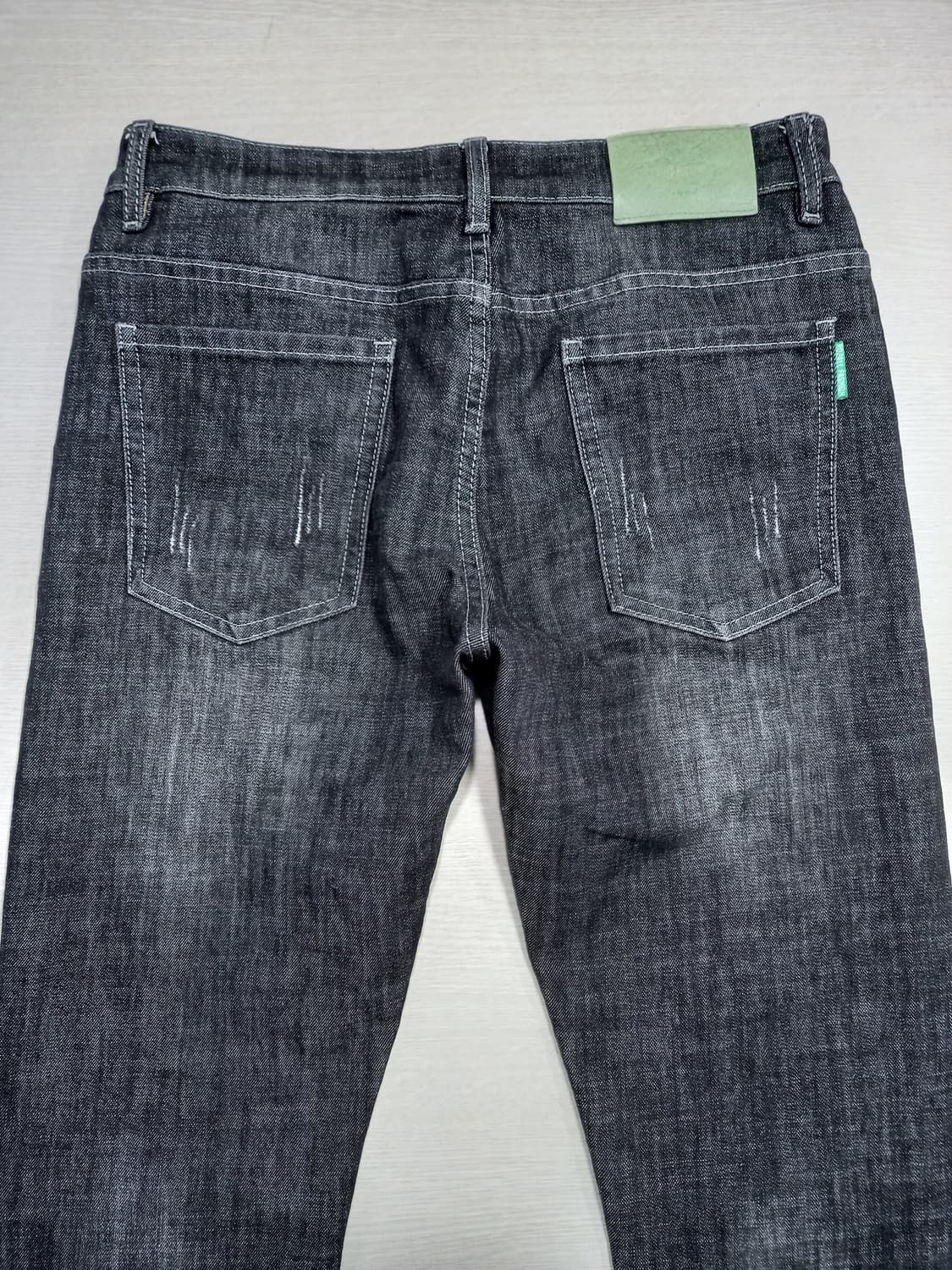 32 ROZALL 데미지워싱 스판 슬림일자진 흑청 32-362 상품이미지4