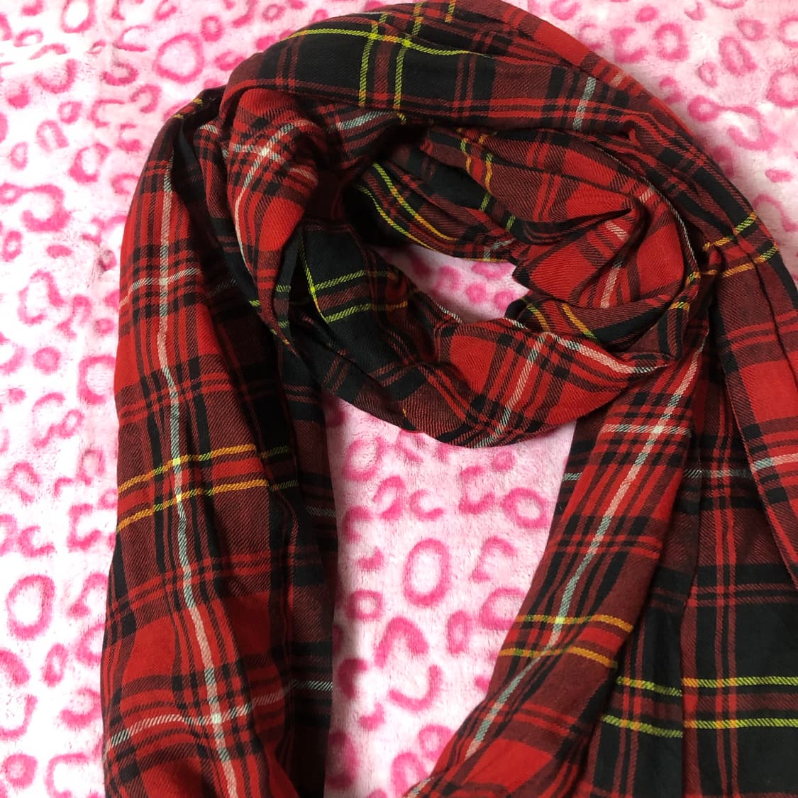 빈티지 폼폼 갸루 체크 목도리 머플러 상품이미지3
