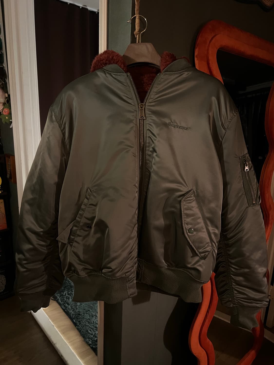 [XL] 슈프림 포우 퍼 리버시블 MA-1 올리브 - 22FW 상품이미지2
