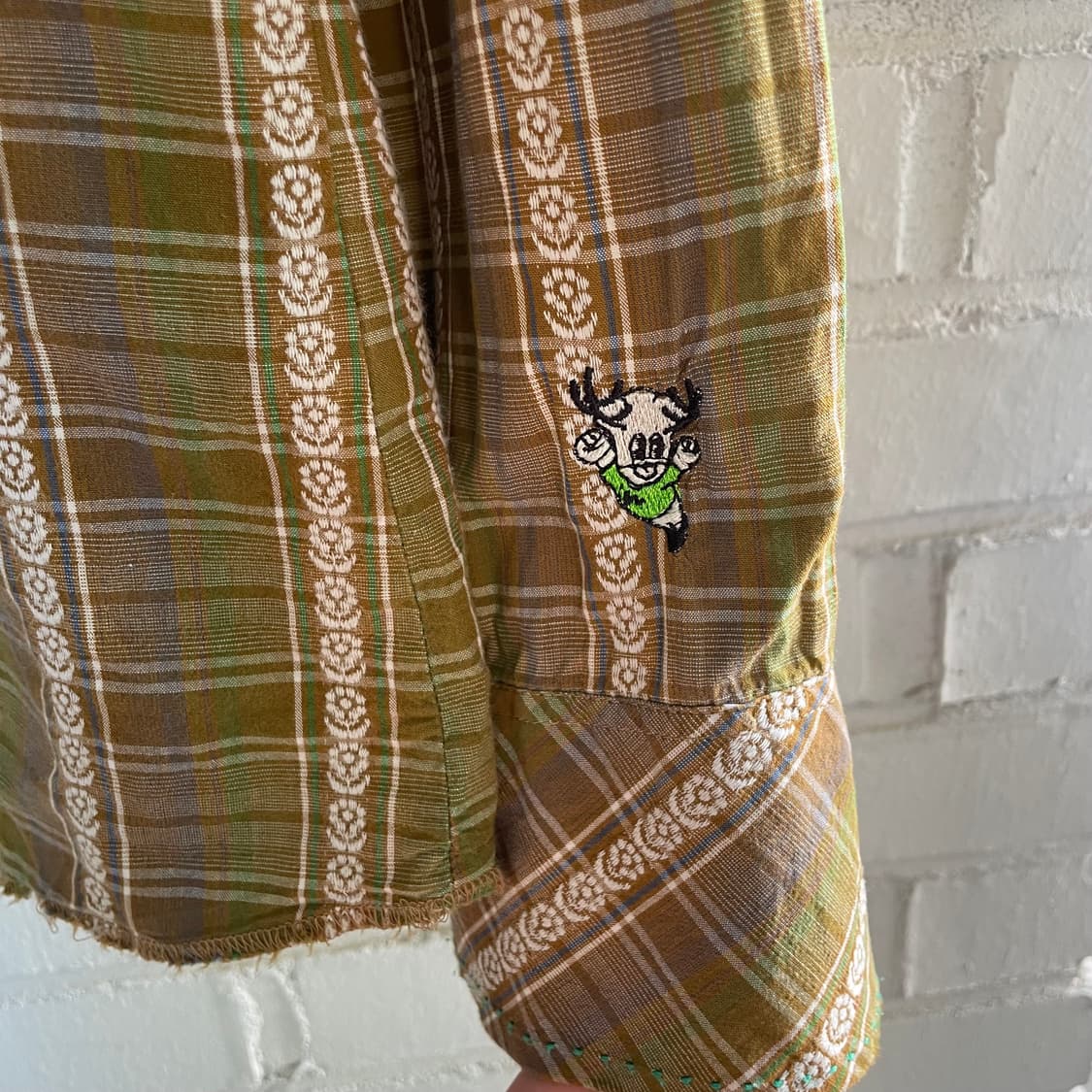 디젤 웨스턴 카키 브라운 코튼 셔츠 상품이미지4