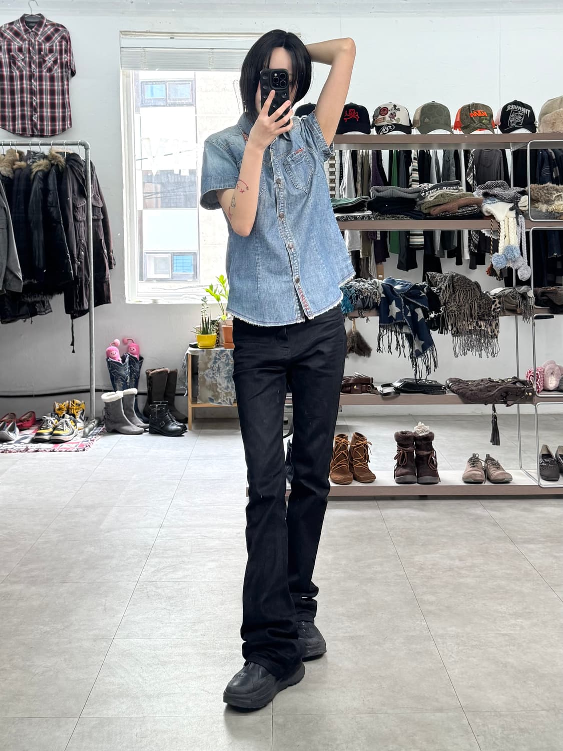 Gree nlnout 데님 반팔 셔츠 상품이미지7