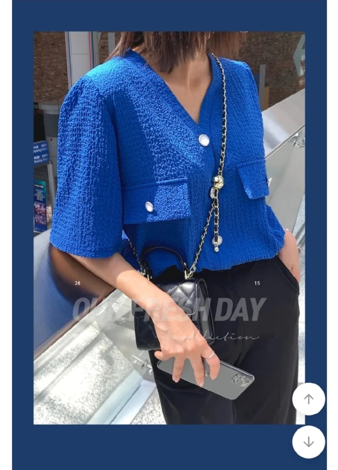 파란색 지지미 반팔블라우스 상품이미지4