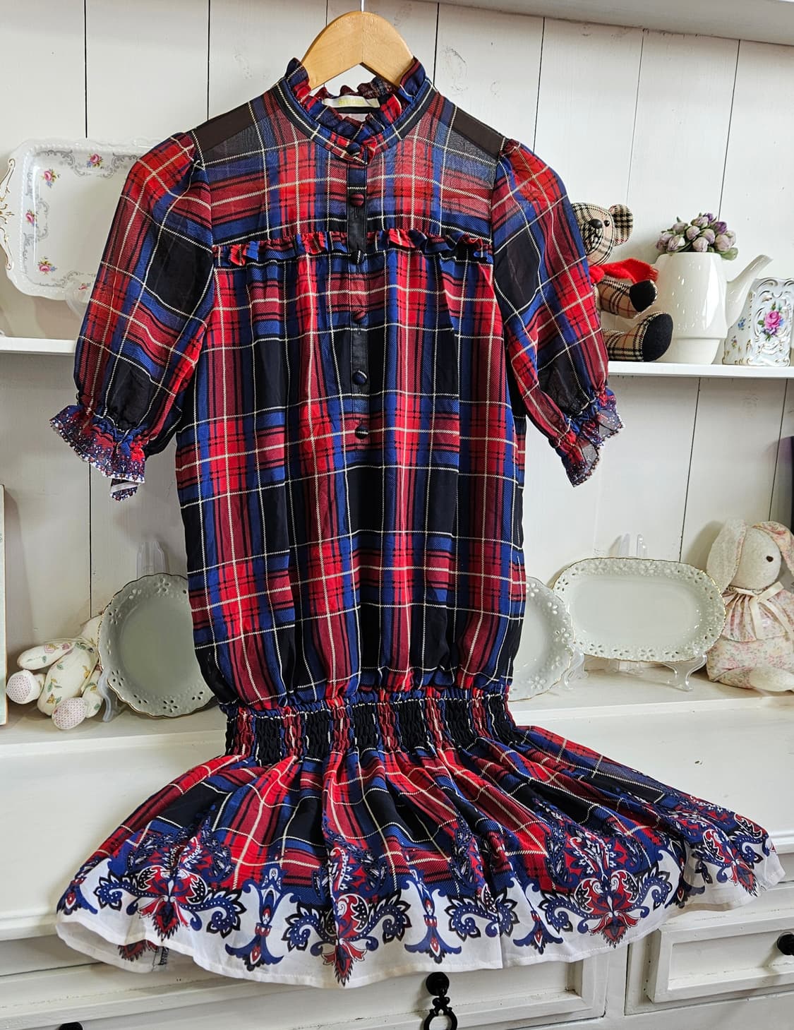 0327체크 머메이드 프릴 원피스 상품이미지2