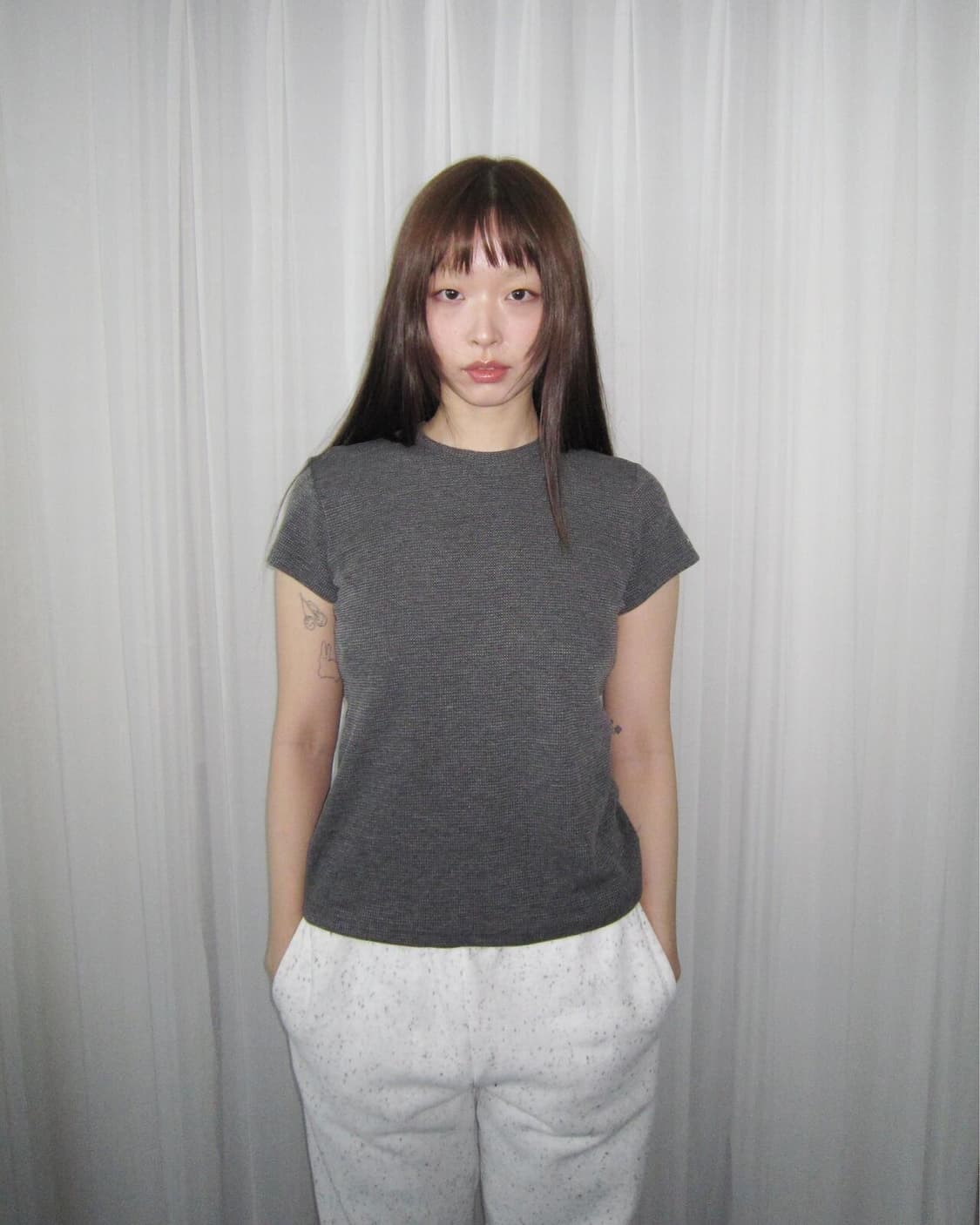 지초이 컴포트 25-001 WAFFLE FITTED T-SHIRT 상품이미지2