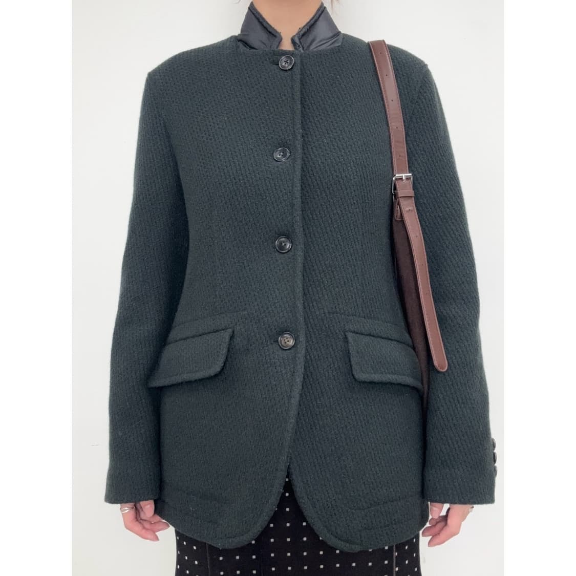 빈티지 딥그린 패딩 자켓 상품이미지1