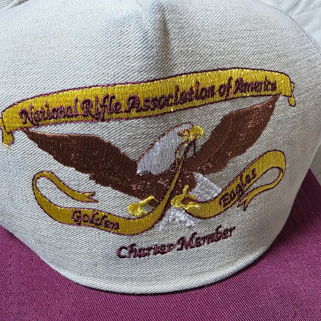 [OS] 빈티지 NRA 골든이글 베이지,버건디 5패널 투톤 캡 상품이미지3