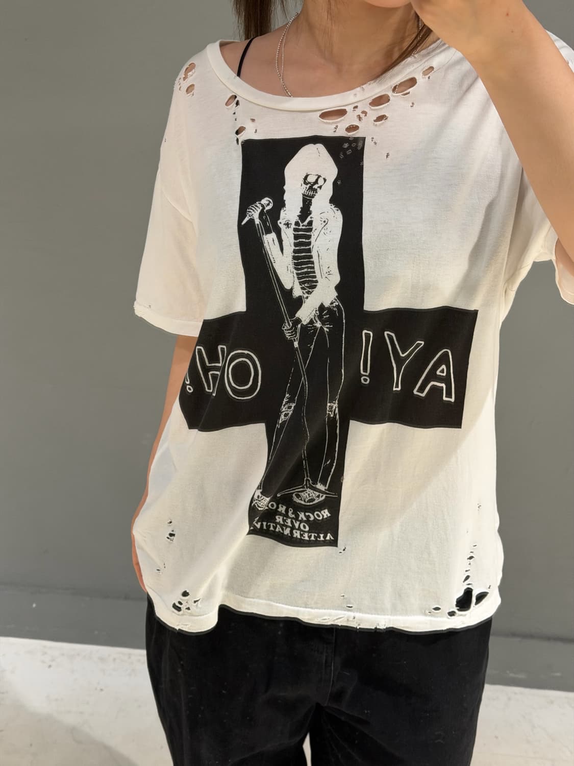damage detail rock n roll printing top 상품이미지3