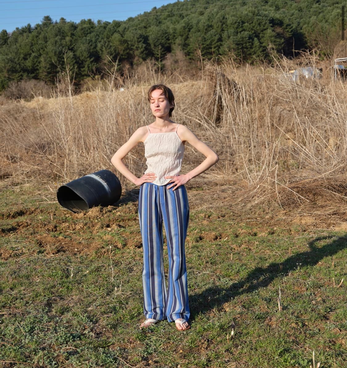 엔조 블루스 스트라이프 밴딩 부츠컷 팬츠 (Blue) 스트라이프팬츠 상품이미지1