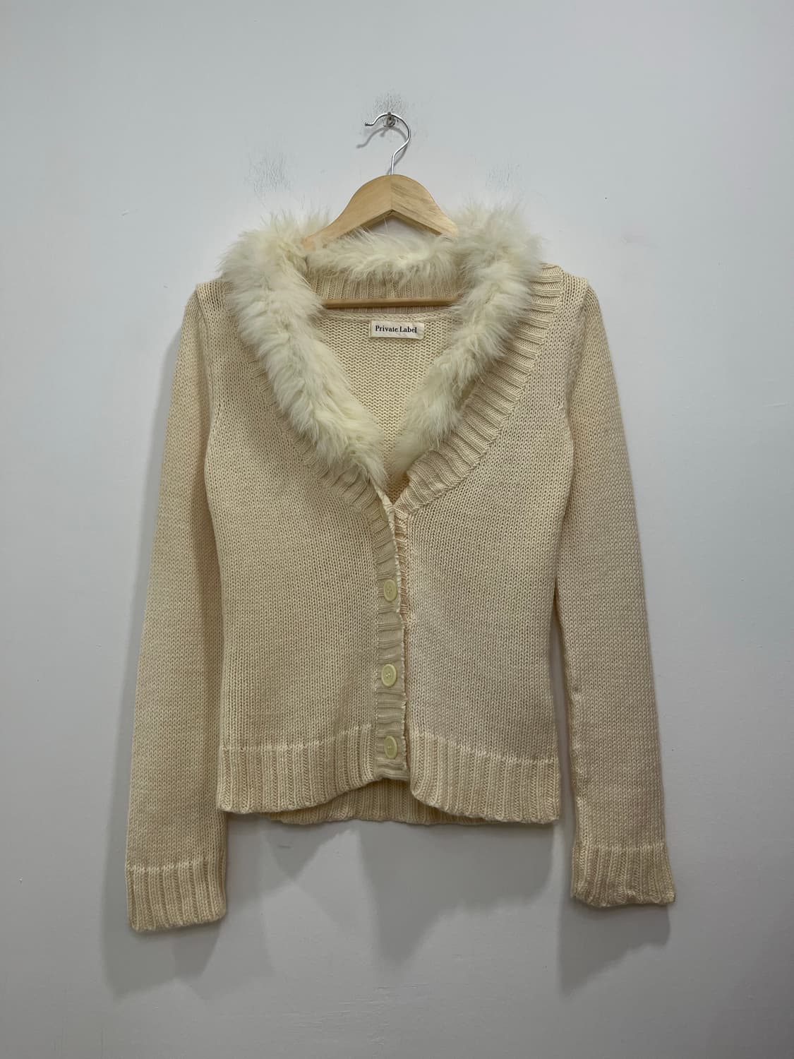 일본 빈티지 갸루 화이트 퍼 니트 가디건 상품이미지2