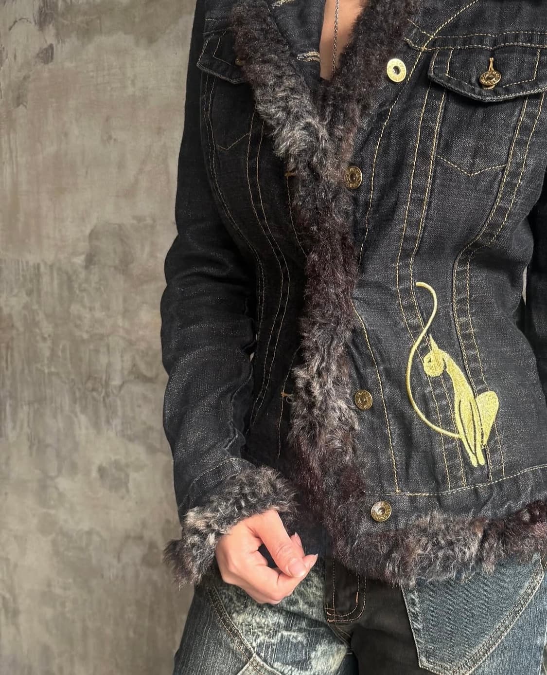 Gyaru Fur Denim Jacket 상품이미지2