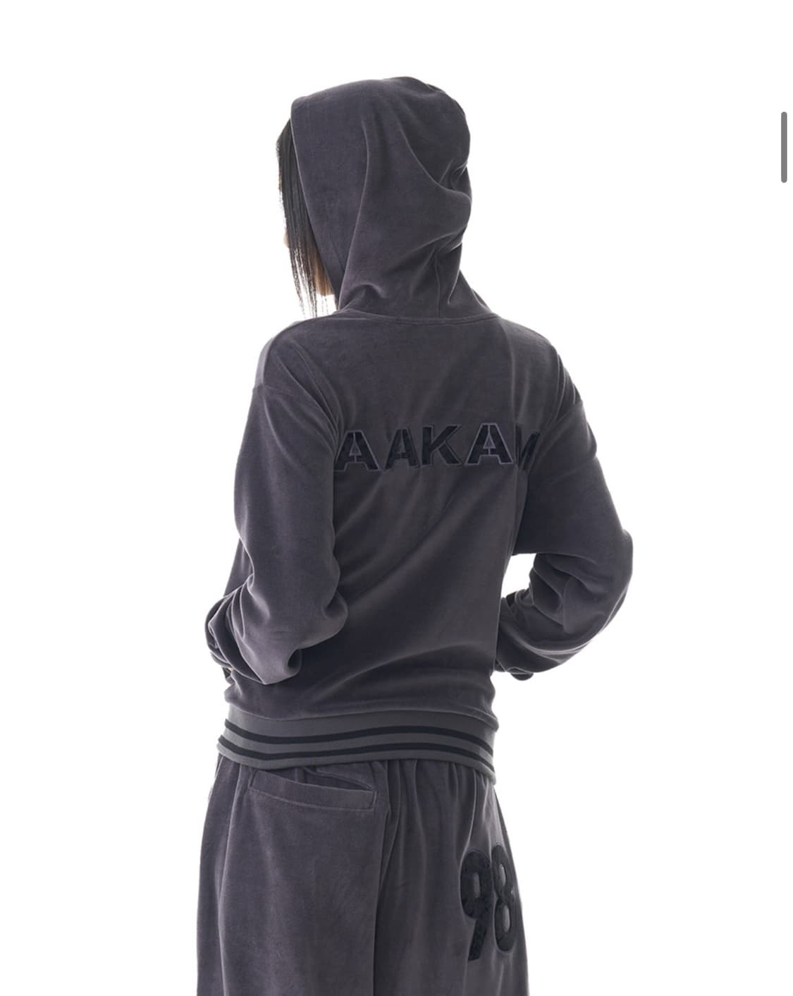 아캄 98 패치 벨벳 집업+팬츠 세트 다크그레이 상품이미지1