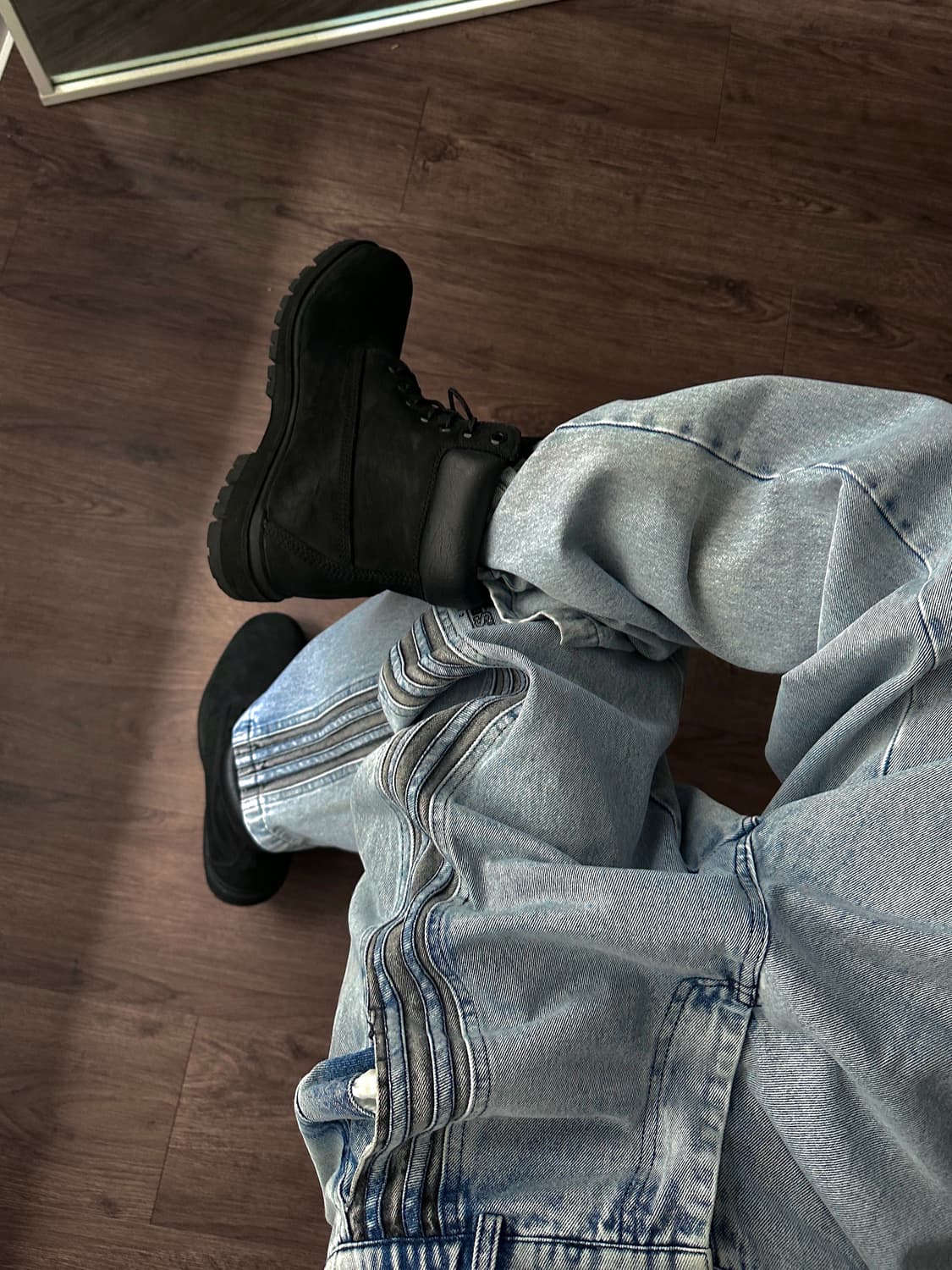 Staffpick 와이드 사이드 트랙 데님 팬츠 상품이미지2