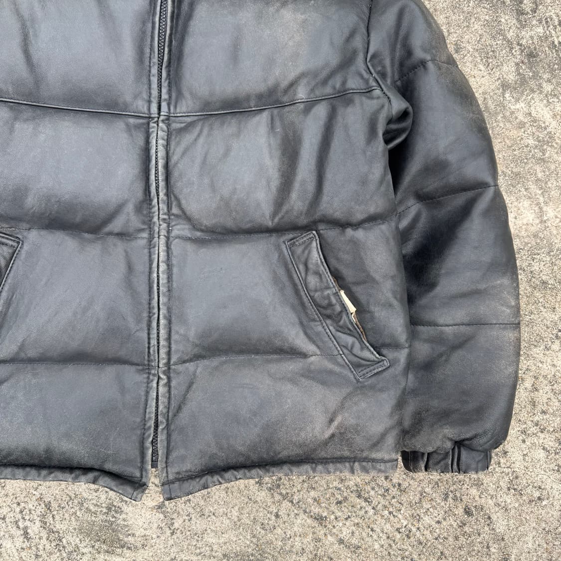 [L] 90s Schott 쇼트 레더 가죽 패딩 점퍼 상품이미지5