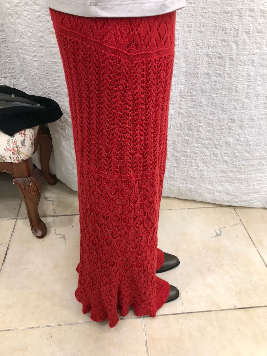 red knit maxi skirt 상품이미지4