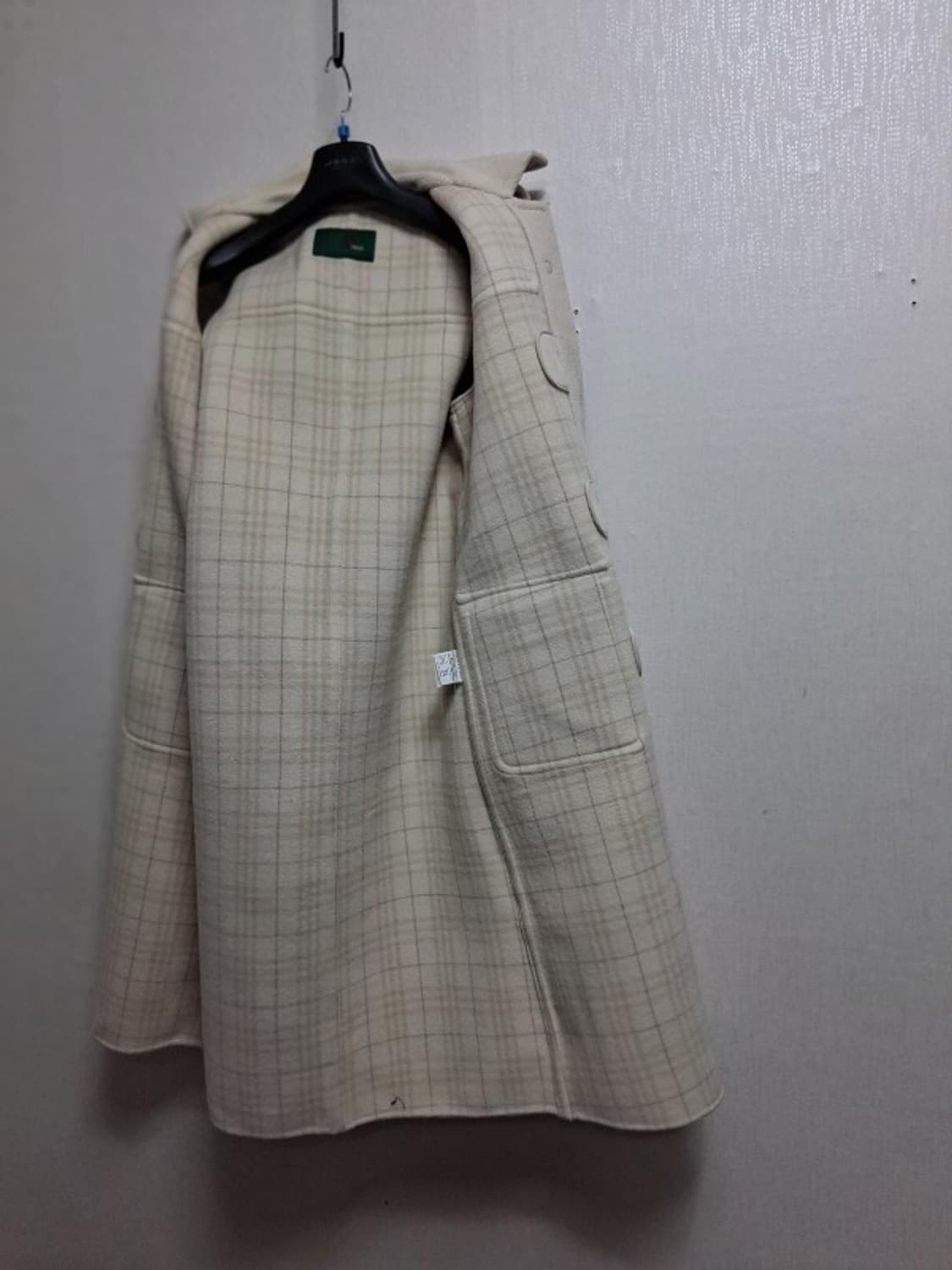 Diwali 아이보리 모직 더플롱코트 도끼단추 뿔단추 여성 44 XS
 상품이미지7