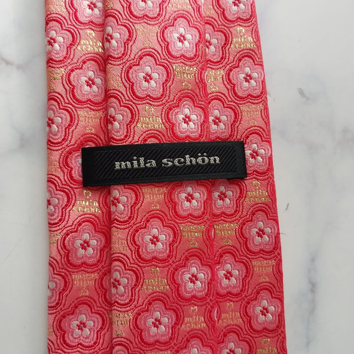 밀라 숀 실크 핑크 자카드 넥타이 9.2cm A+등급 k1767 상품이미지8