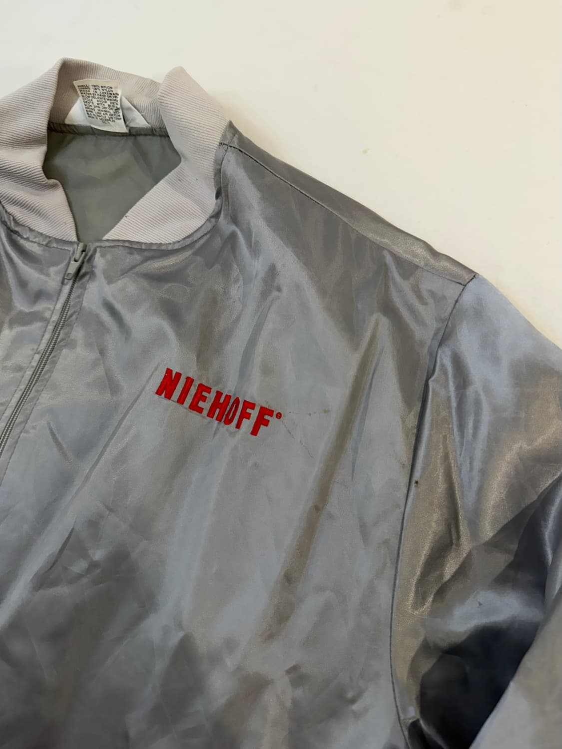 90s USA MADE 빈티지 새틴 봄버자켓 실버 상품이미지2