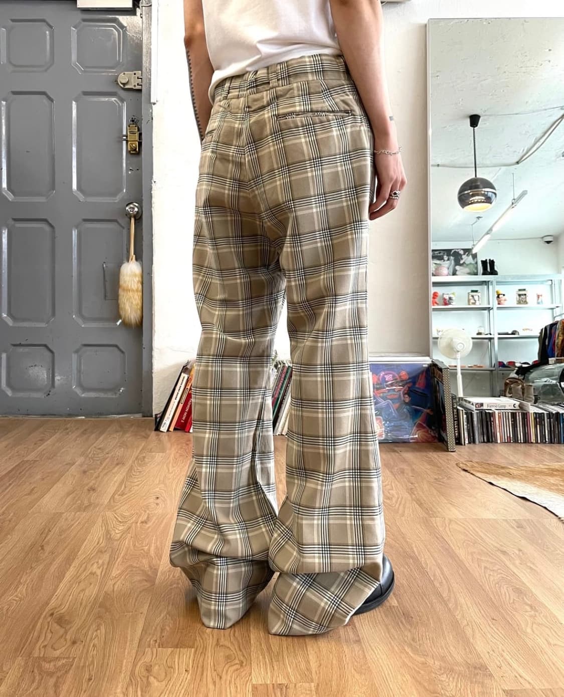 60‘s 체크 울 플레어 팬츠 상품이미지4