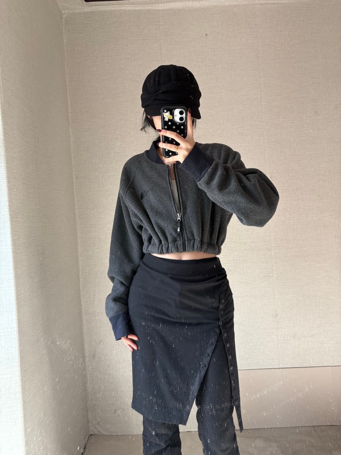 노페 그레이 후리스 반집업 상품이미지5