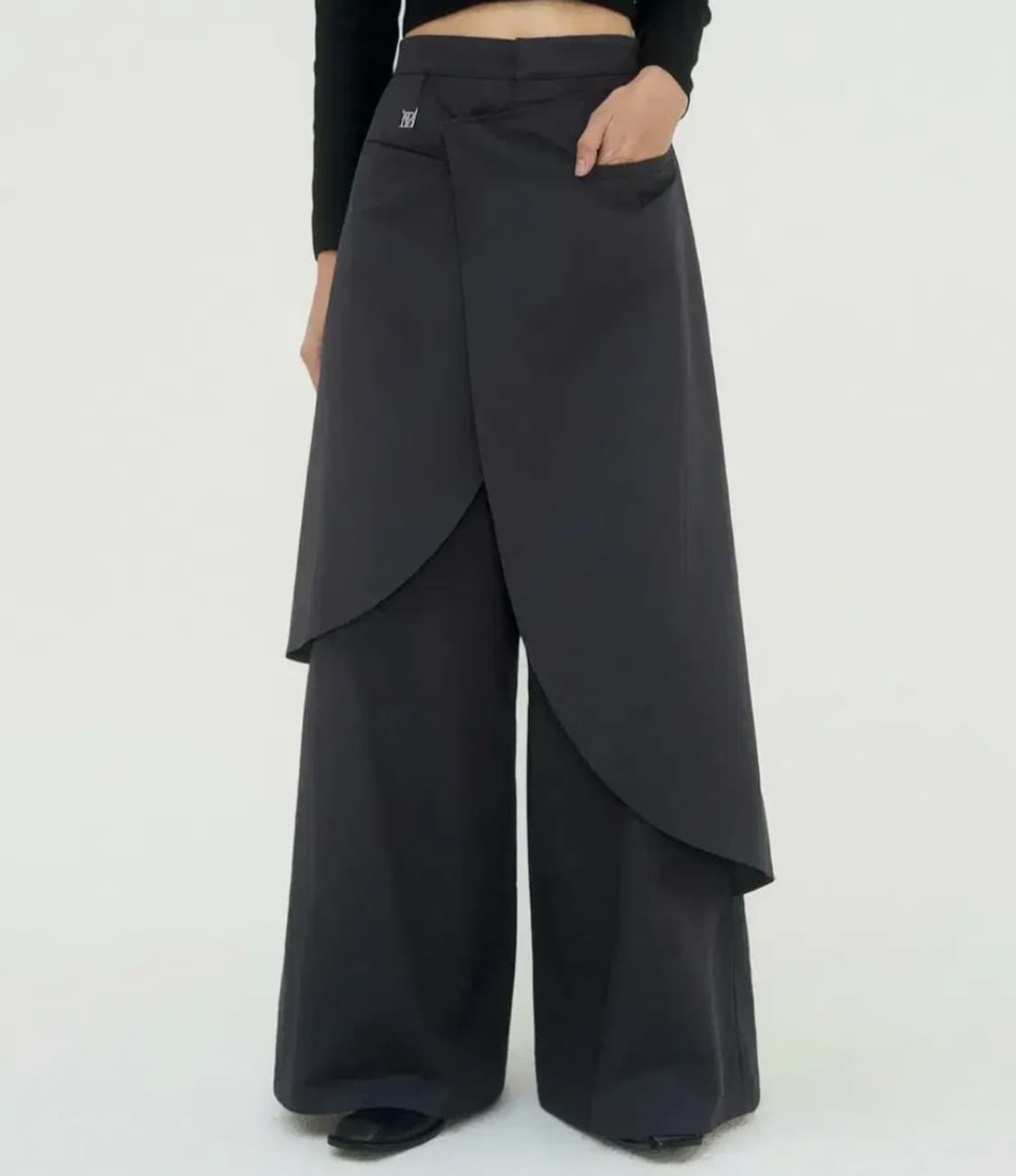 트리밍버드 레이어드 팬츠 차콜 상품이미지1