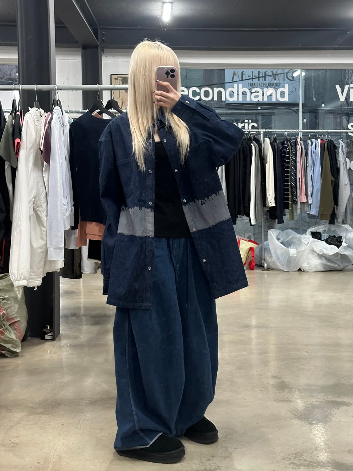 90’s 퀵실버 올드스쿨 진청 오버핏 데님 셔츠 상품이미지2