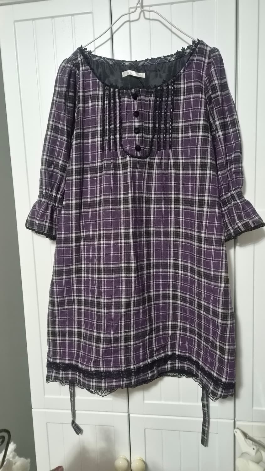 일본 브랜드 퍼플 체크 원피스 상품이미지1