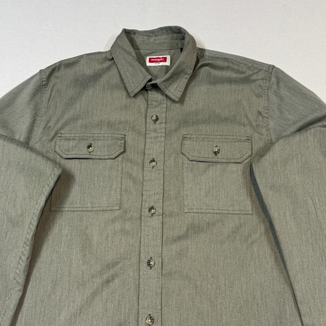 L) Wrangler 랭글러 투포켓 워크웨어 코튼 셔츠 올리브 상품이미지3