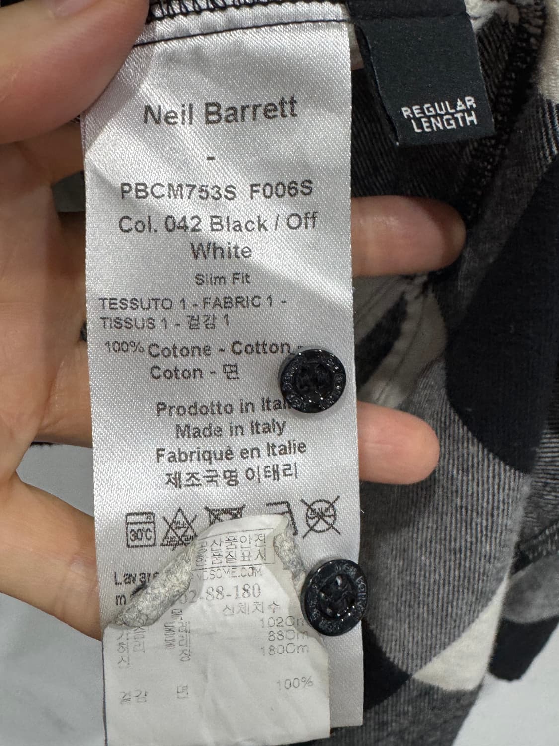 닐바렛 남성 겨울 블랙/화이트 체크 셔츠 41/16 상품이미지4