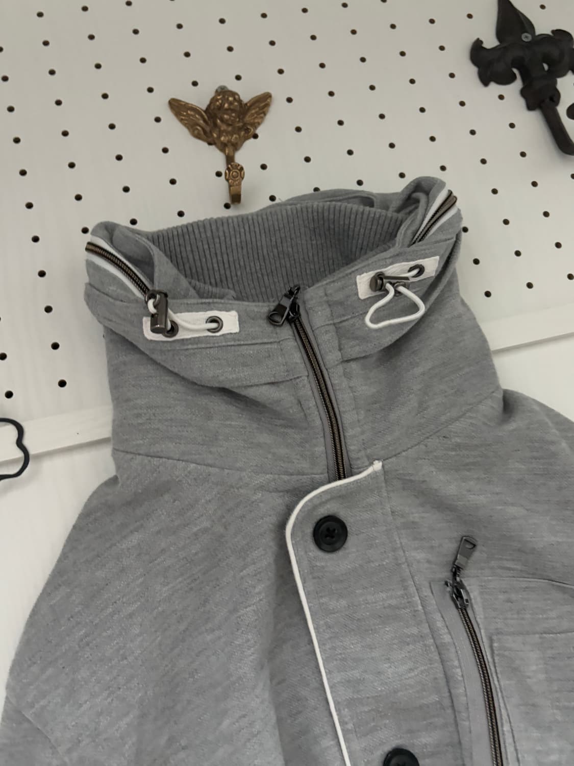 • Gray high neck loose fit zip-up 상품이미지2