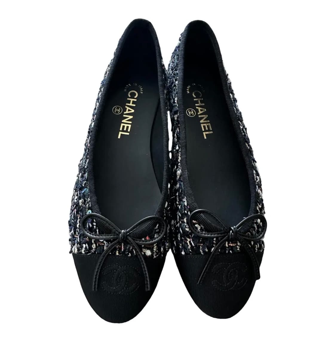 샤넬 트위드 발레리나 플랫 블랙 36 상품이미지1