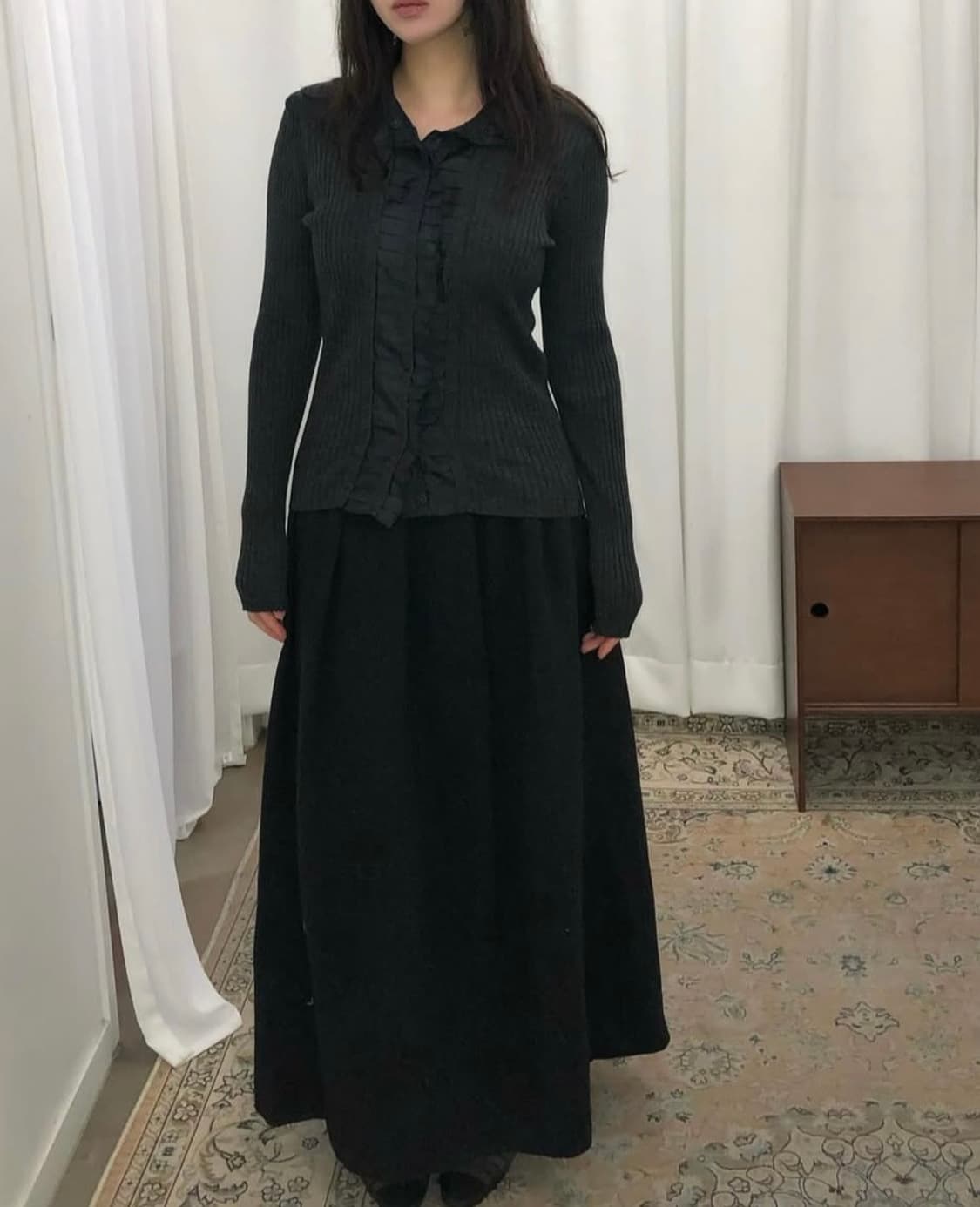 빈티지 가디건 하이넥 가디건 일본빈티지 아카이브 하구미 긱시크 무채색 상품이미지4