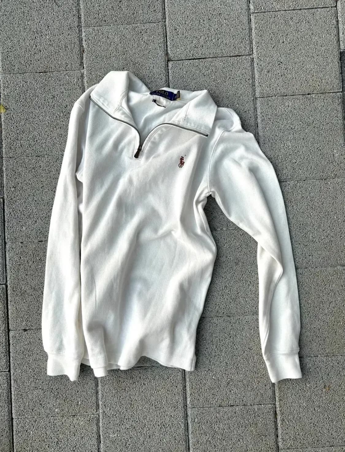 *rare* 2000s polo 폴로 화이트 브라운 포니 니트 반집업ㅠ 상품이미지1