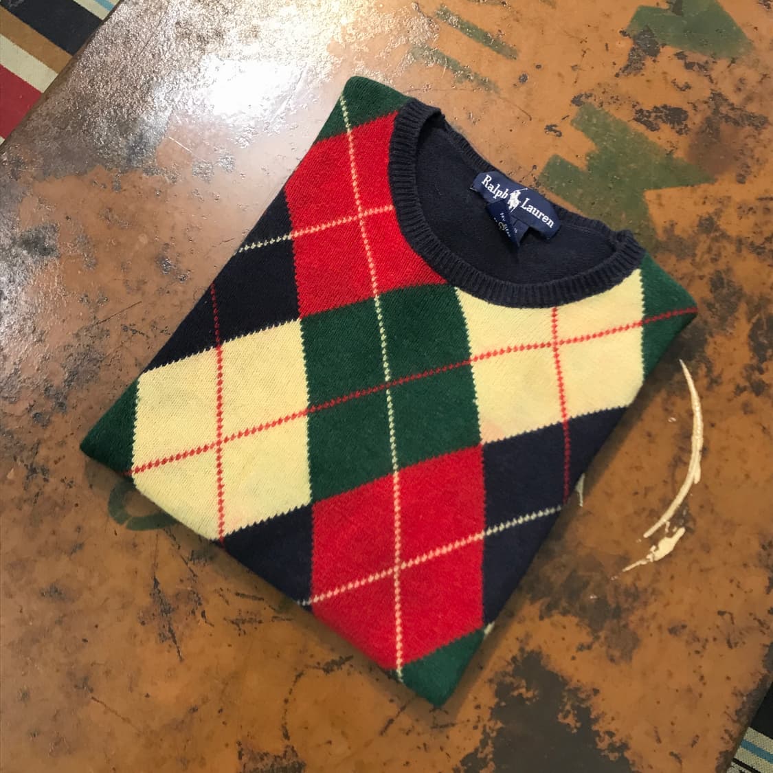 90s 폴로랄프로렌 아가일 캐시미어 혼방 반팔 니트 여성 55 66 상품이미지1