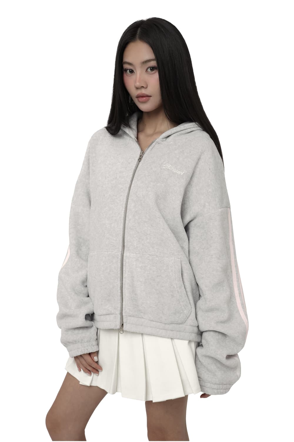 클리시어 소프트 허그 후리스 후드 집업 라이트그레이 상품이미지1