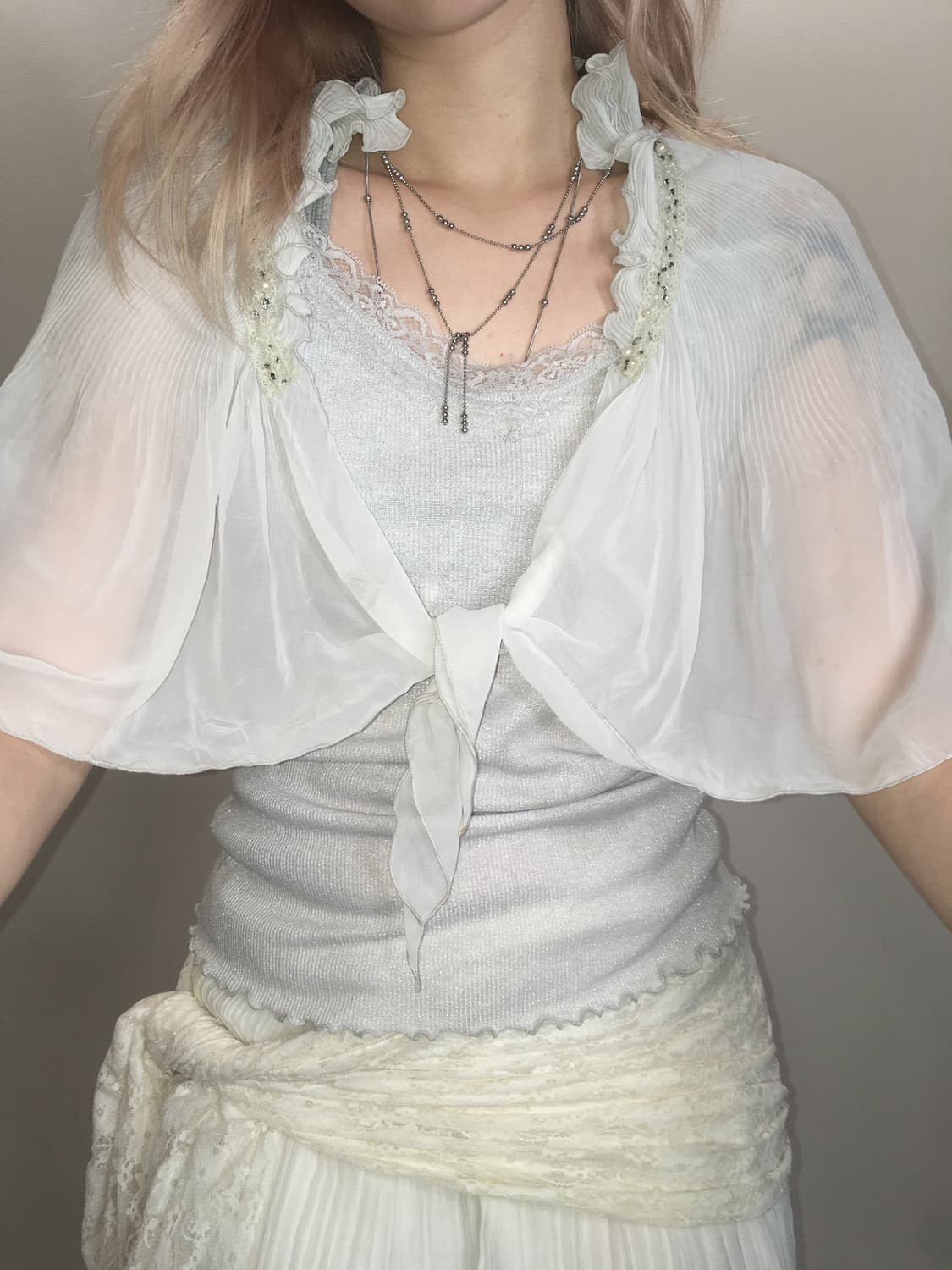 jpn vintage fairy beads pleats cape 상품이미지4