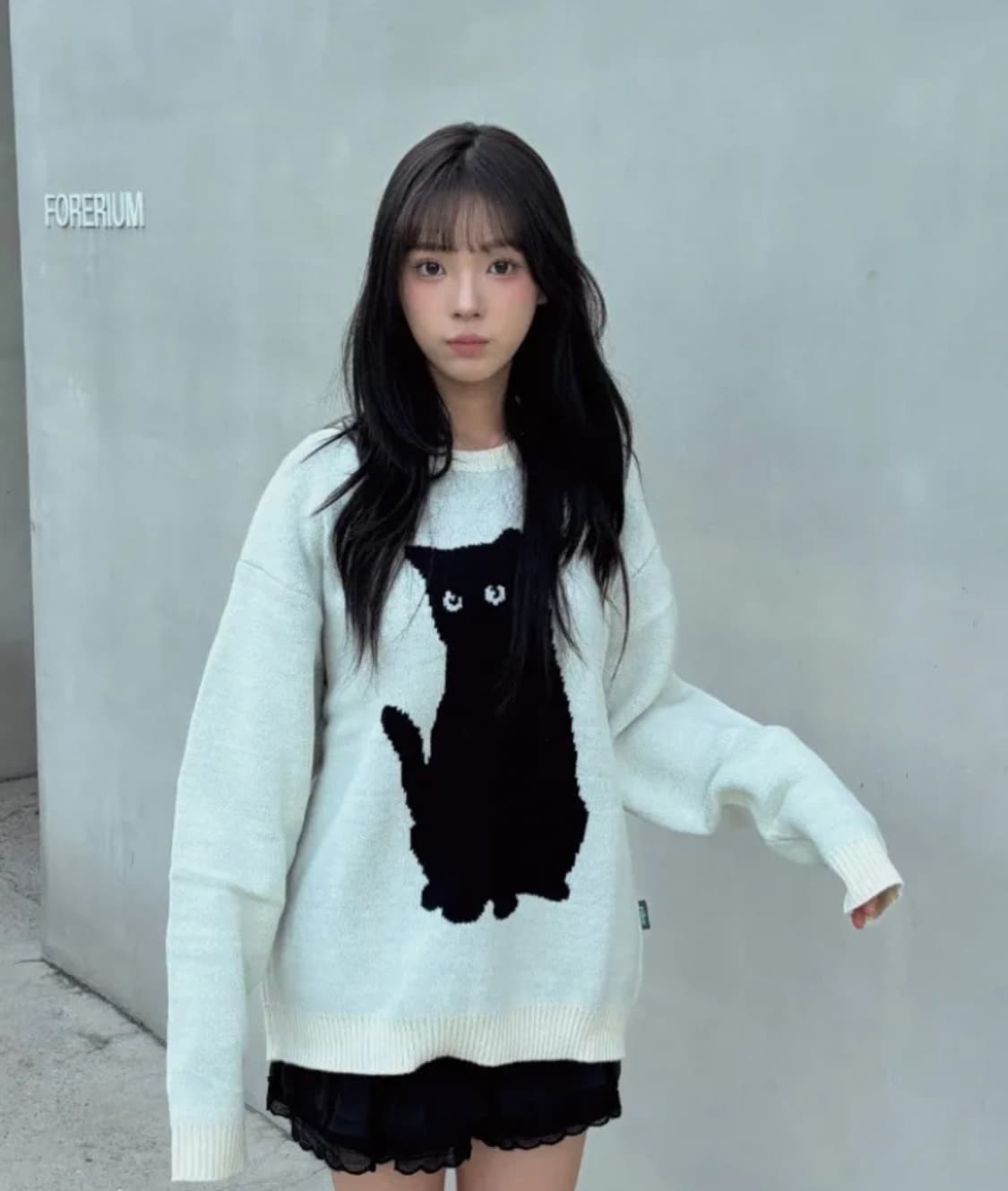 비디오자키 검은고양이 니트 스웨터 상품이미지2