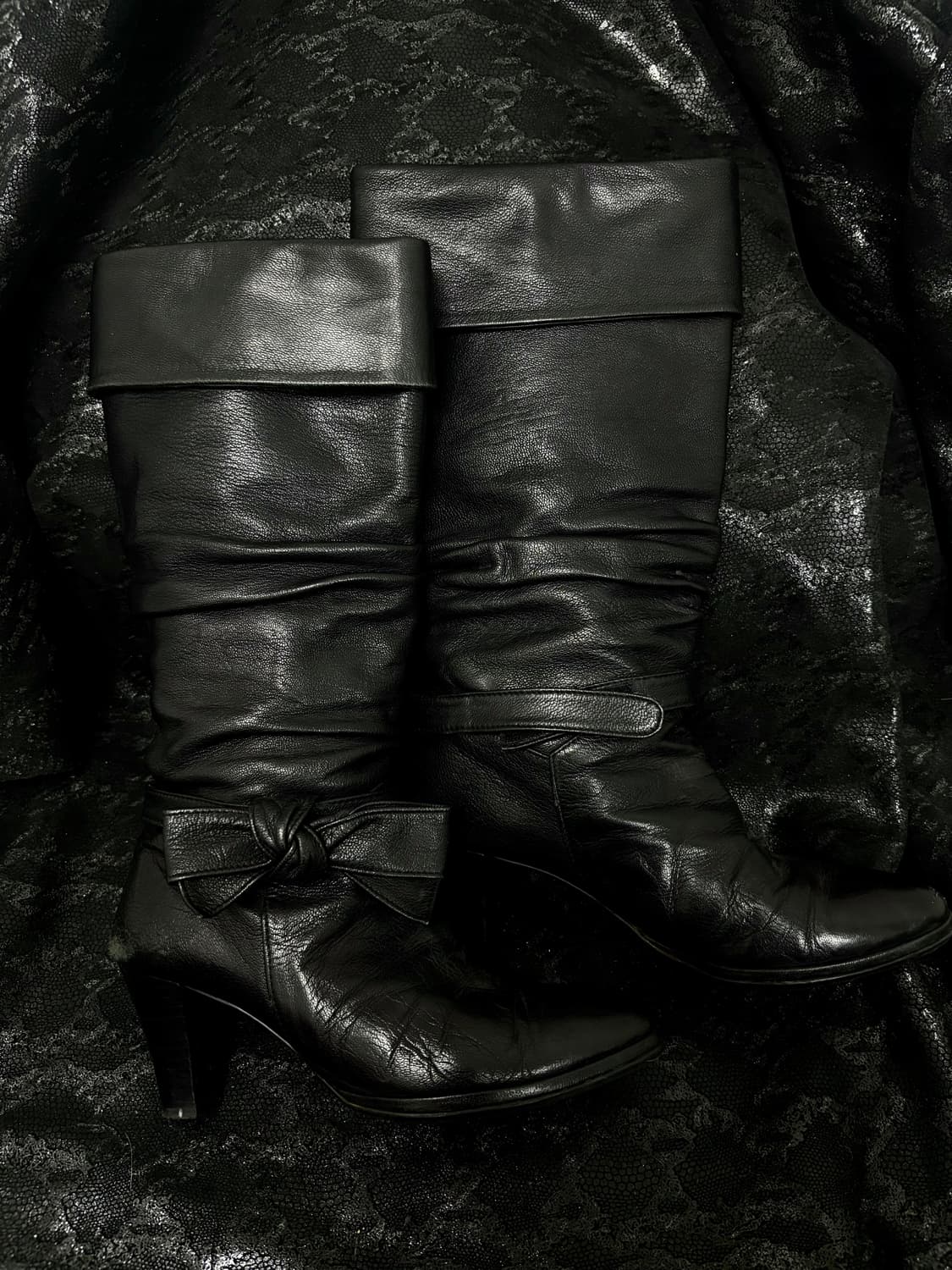 “Vintage”Y2K Design Ribbon Detail Black  상품이미지1